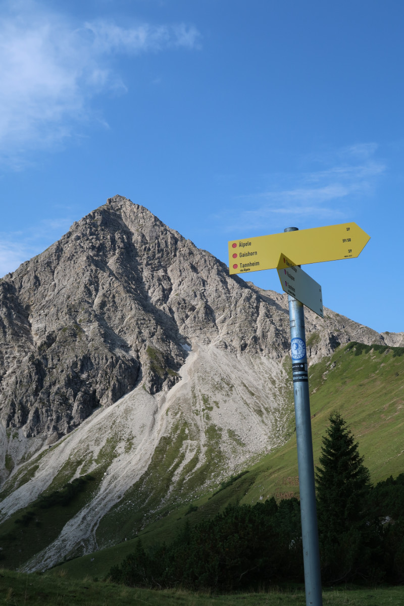 Wegweiser vor dem Gipfel des Gaishorn.